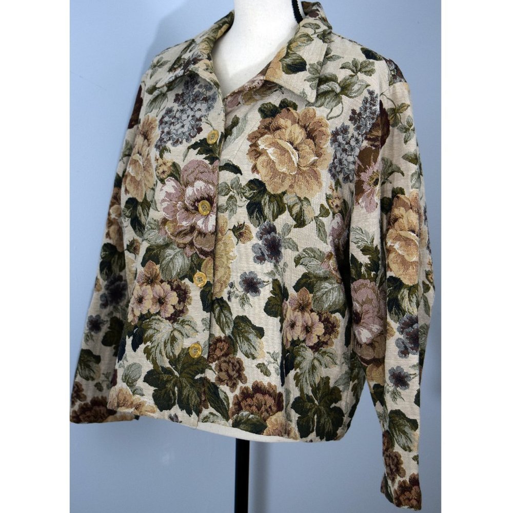 Coldwater Creek Jacket/ Cabbage Roses Petite XL